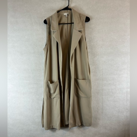14th & Union Beige Morel Women’s size Larger Pocket Vest Jacket open front. - Picture 3 of 7